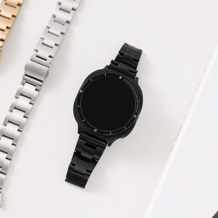 오르몽트 갤럭시워치8 7 6 5 4 3 호환 베이직 슬림 3선 메탈 스트랩 프로 클래식 액티브2 20mm 밴드 시계줄 줄질, 블랙