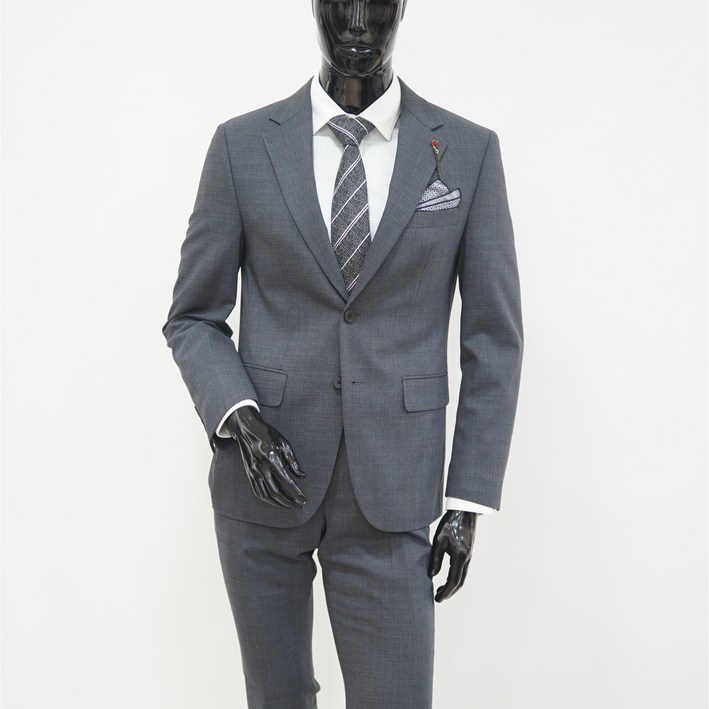 트루젠 남자 정장 봄 여름 양복 울 모직 슬럽 스판 수트 결혼 면접 출근 남성 정장세트 그레이 E5440 [박스포장]