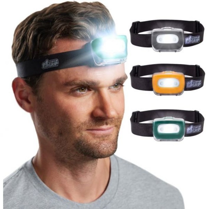고릴라 그립 울트라 브라이트 226 고루멘 LED 엘이디 헤드 램프 2팩 7가지 조명 모드 방수 IPX4 헤드램프 경량 조절 가능 헤드밴드 배터리 구동 캠핑 이마 손전등 블랙 고릴라 그립 울트라 브라이트 226 고루멘 LED 엘이디 헤드 램프 2팩 7가지 조명 모드 방수 IPX4 헤드램프 경량 조절 가능 헤드밴드 배터리 구동 캠핑 이마 손전등 블랙