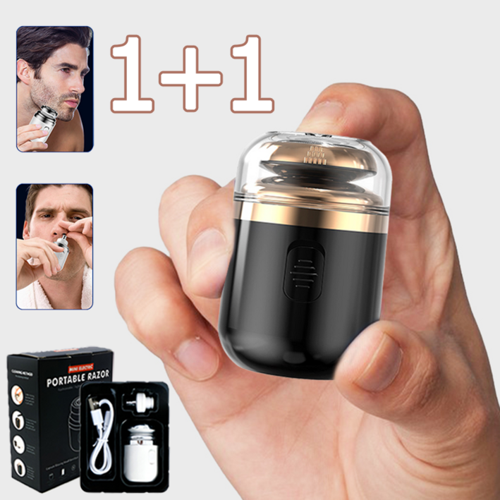 Nicoliley 1+1 미니 전기면도기 휴대용 방수면도기 코털제모 수염면도 2in1
