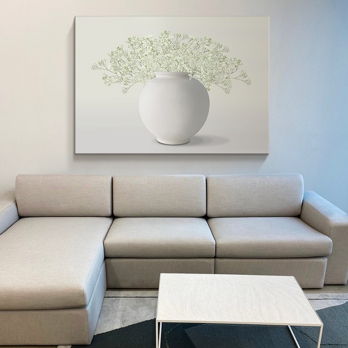 인메이블 복들어오는 꽃 달항아리 그림 2종 힐링 풍수 인테리어 현관 거실 액자 집들이 선물, 메탈액자 화이트