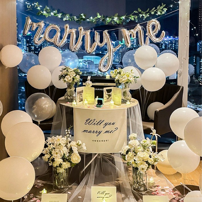 더모음파티 프로포즈 용품 세트 소품 결혼 이벤트 신혼 집 셀프 답 풍선 장식 업체 호텔 준비물 led 촛불, 1개