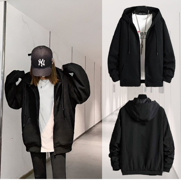 더유블 데일리 오버핏 후드 집업 남여공용