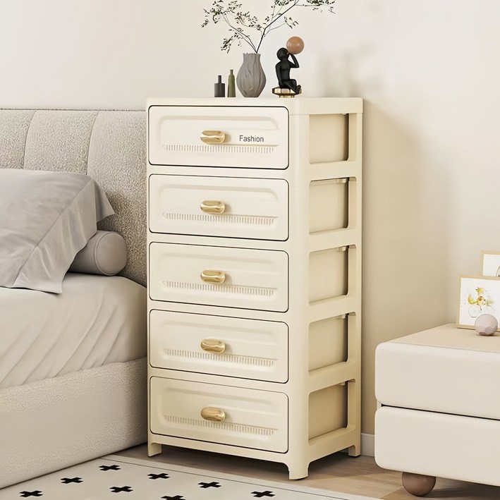 Serendipity Bloom  서랍장  크림 톤 이동식 수납장  다기능 수납함 H158-026