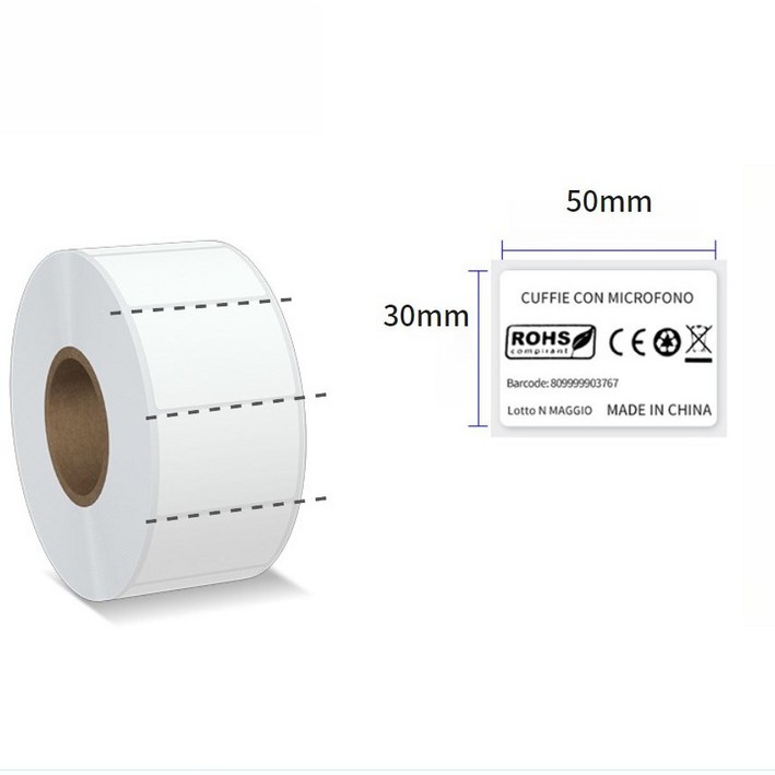 감열라벨지 바코드스티커 롤용지 개별포장, 50mm30mm1500매