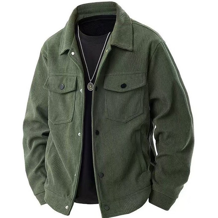 면 재킷 남성 빈티지룩 캐주얼 카고 코트 신상 가을 패션 코듀로이 칼라 톱