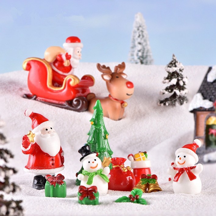 크리스마스 ﻿미니어처 사슴 펭귄 눈사람 산타 썰매 인형 장식 인테리어 소품, 목도리 북극곰