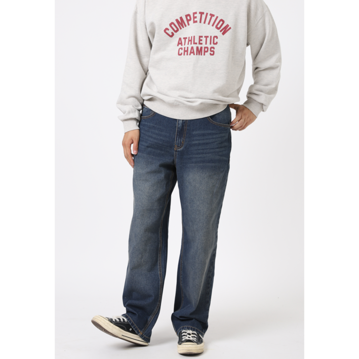 G2K 남자 프리미엄 워싱 와이드 데님팬츠 청바지