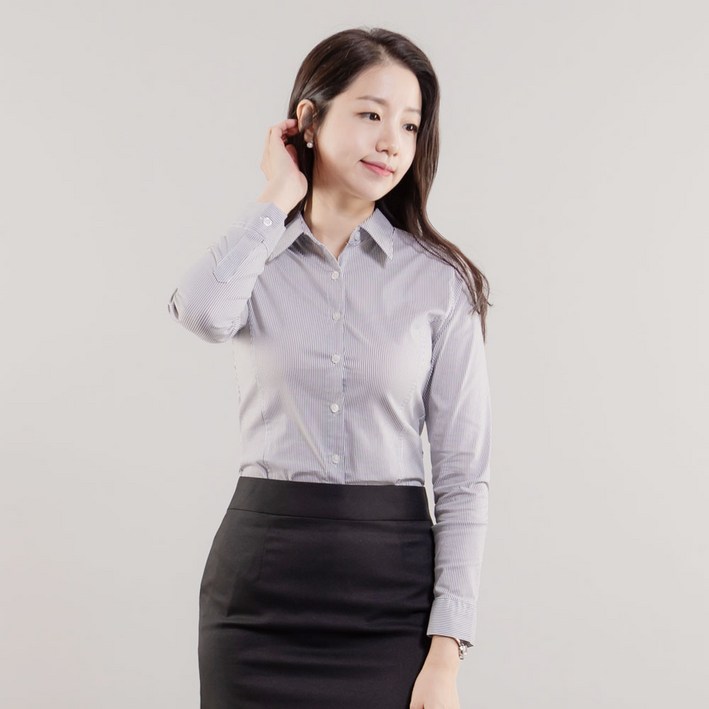 체인지 여성 슬림 스판 스트라이프 셔츠 남방 체인지 여성 슬림 스판 스트라이프 셔츠 남방