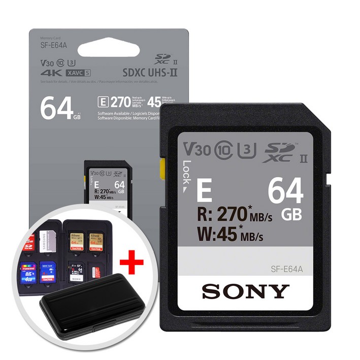 소니코리아정품 SDXC UHSII V60  V30 SD 메모리카드 SFE128A E256 E64A 케이스증정