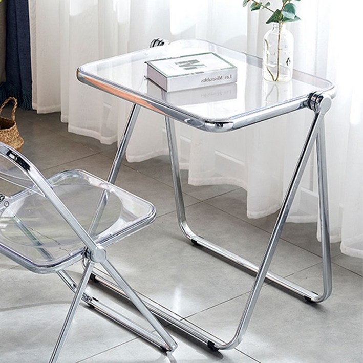 로얄다이아 접이식테이블 미드센추리모던 아크릴테이블 투명테이블, 아크릴테이블  화이트
