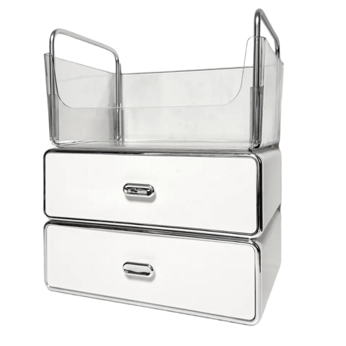 화장품 정리함 향수 진열대 모던 스퀘어 수납함, 1세트, 화이트