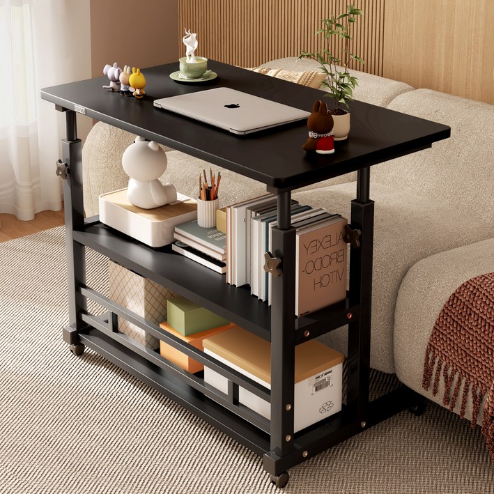 큐에이큐 만능 높이조절 3단 이동식 사이드 테이블 1인용 침대 쇼파 보조 책상