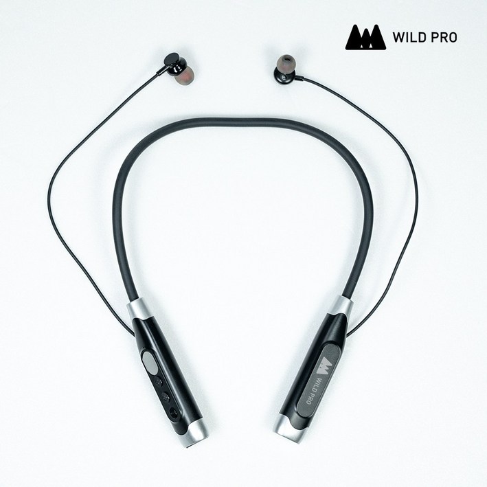 와일드프로 MTC02 넥밴드 블루투스 무선 이어폰 MP3재생 한국어음성, 블랙, MTC02