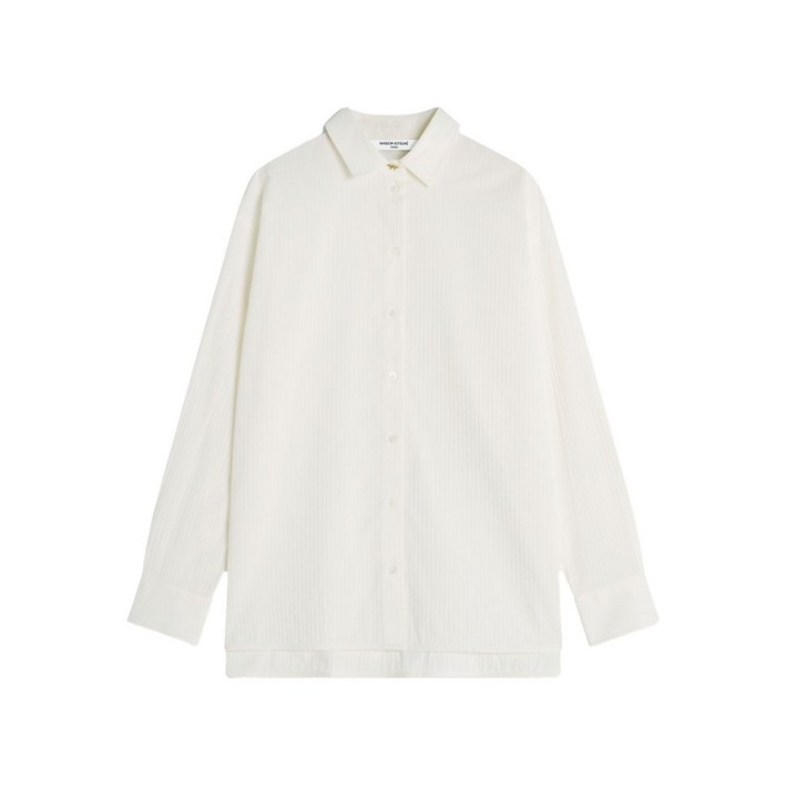 메종키츠네 토널 스트라이프 코튼 셔츠