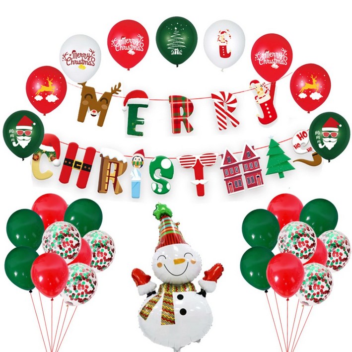 레인보우칩스 크리스마스 장식 눈사람 풍선 세트, 눈사람풍선세트 6981261264