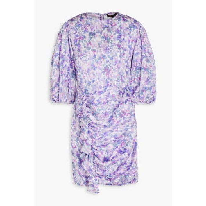 마쥬 러플드 프린트 새틴 미니 원피스 라일락 여성