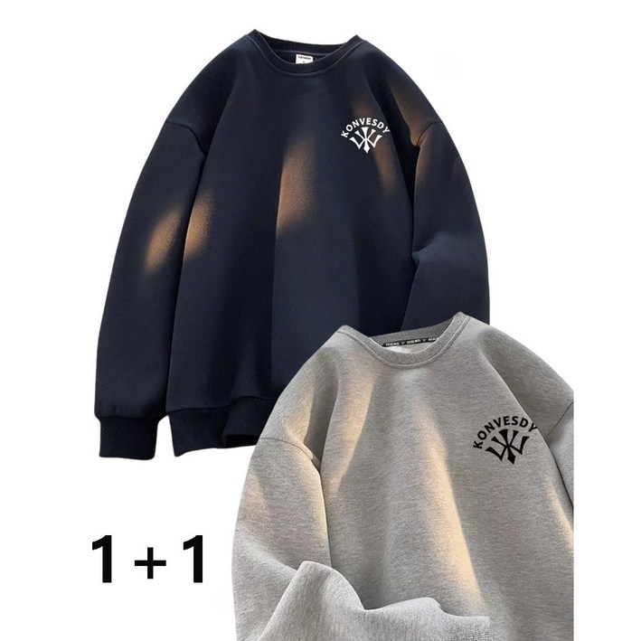 SELEAD 남자맨투맨 순면 긴팔면티 봄 가을 라운드넥  캐주얼 루즈핏  커플티 간절기 여성 긴팔 순면 티 1+1