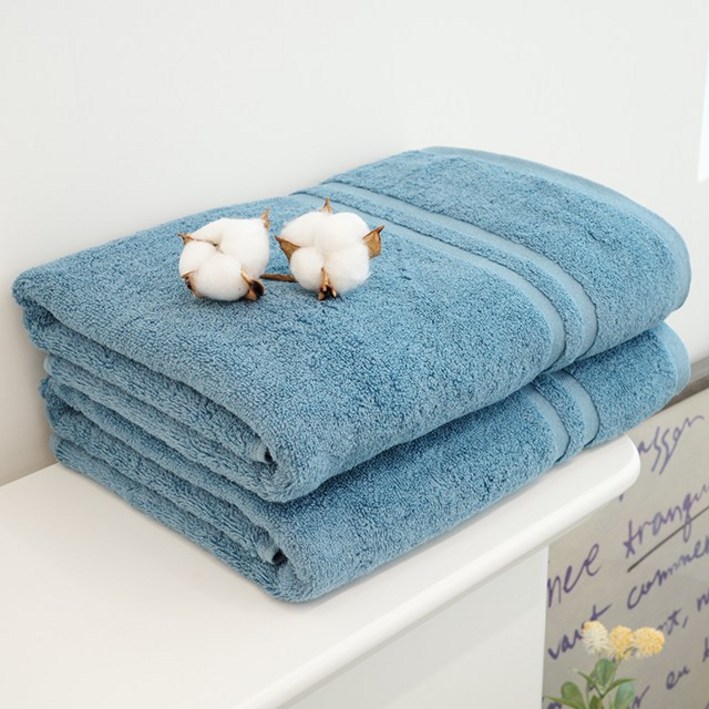 쉬라즈 더블보더 40수 바스타월 450g 대형수건, 2장, 코랄블루, 2개