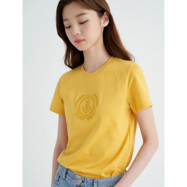[빈폴레이디스] 옐로우 로고 자수 티셔츠 (BF2642C01E)
