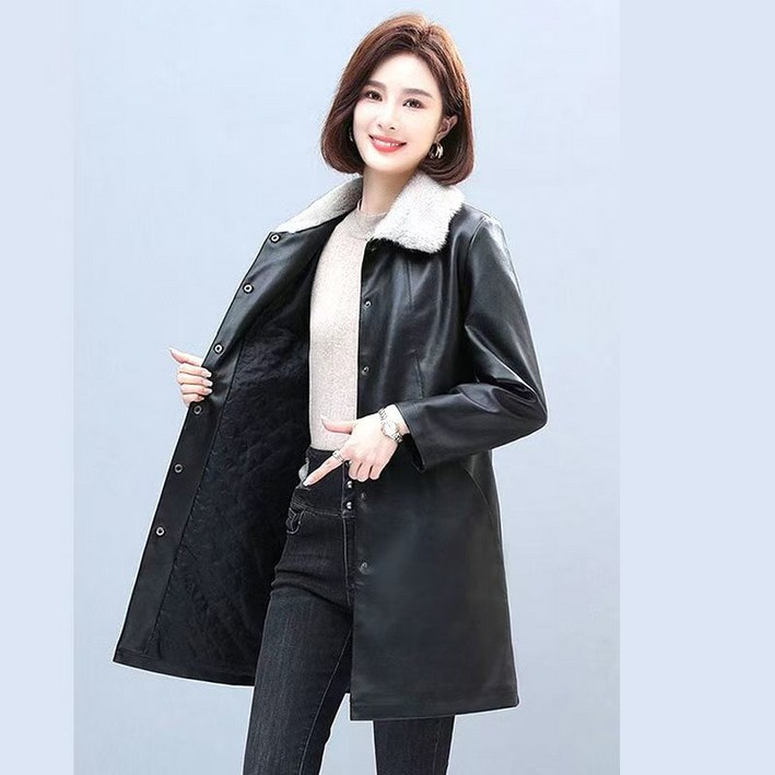 셀럽당 레더 여성 하프 코트 레더 여성 캐주얼 정장 넥   패딩 하프 여자 코트M2329