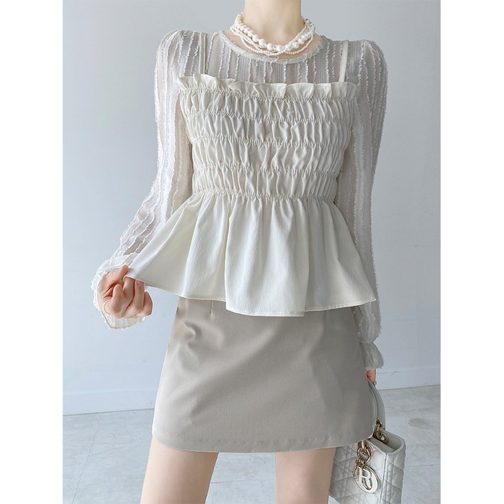 아포가토 스모크 뷔스티에 페플럼 블라우스