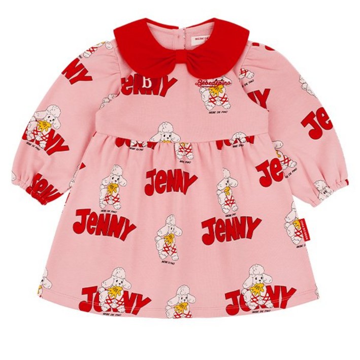 베베드피노신상 올 오버 제니 베이비 리본 카라 원피스BP53OD207