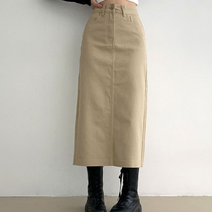 부기샵 숏롱 2단기장 여성 롱 스커트 헤이블 코튼 롱 스커트
