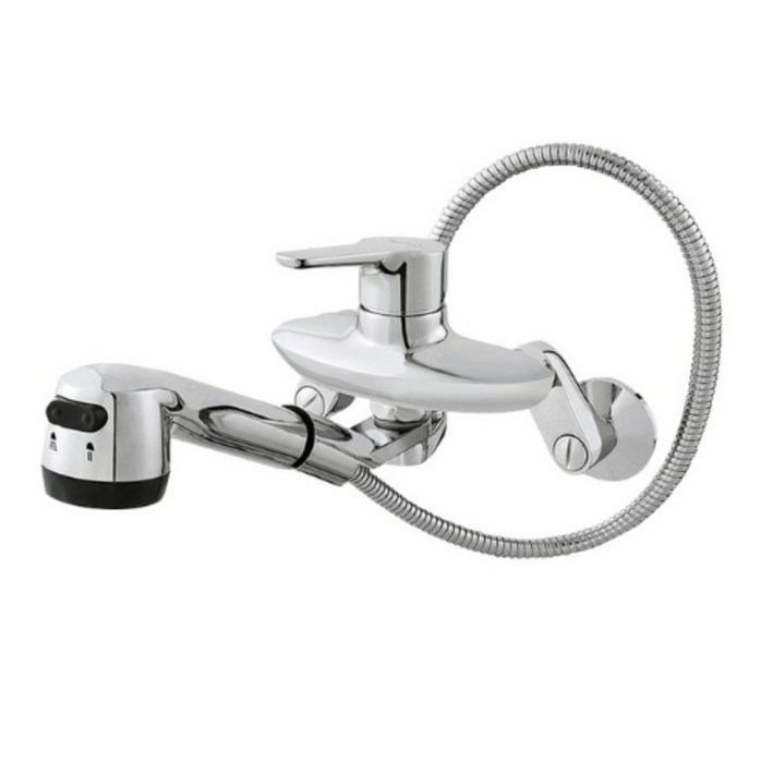 대림바스 주방 싱크대 수전 거실 레버식 수도꼭지 벽붙이 G-DL-K1110 실버, 1세트