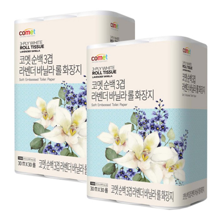 코멧 순백 3겹 라벤더 바닐라 롤화장지 30m 코멧 순백 3겹 라벤더 바닐라 롤화장지 30m