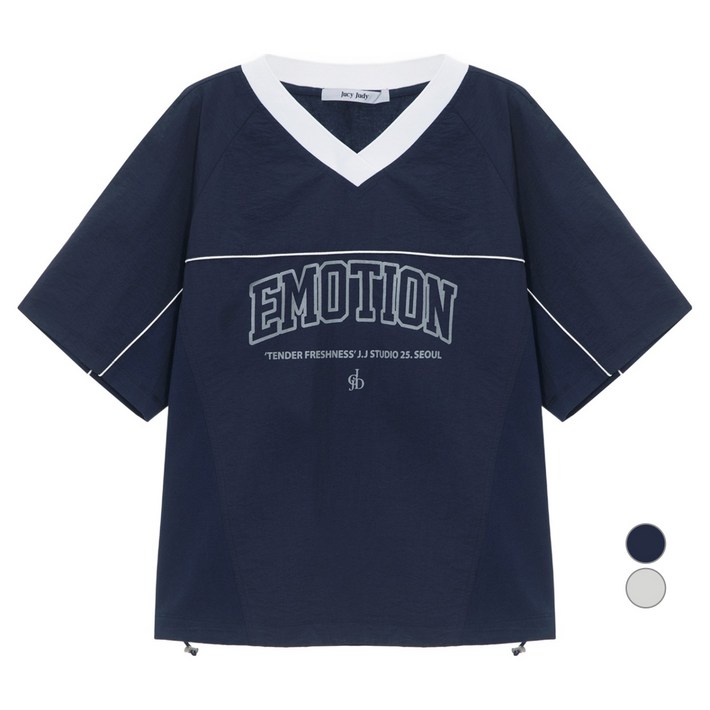 쥬시쥬디 여성용 브이넥 우븐 믹스 티셔츠 JZTS321F