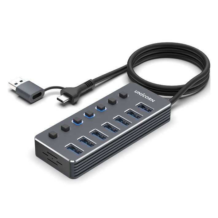 유니콘 USB3.2 Gen1 7포트 USB 허브 1.2m NH700SW