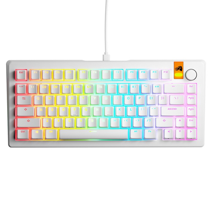 글로리어스 Prebuilt 8K 래피드 트리거 지원 게이밍 키보드 75, 화이트, GMMK 3 HE, 마그네틱축자석축