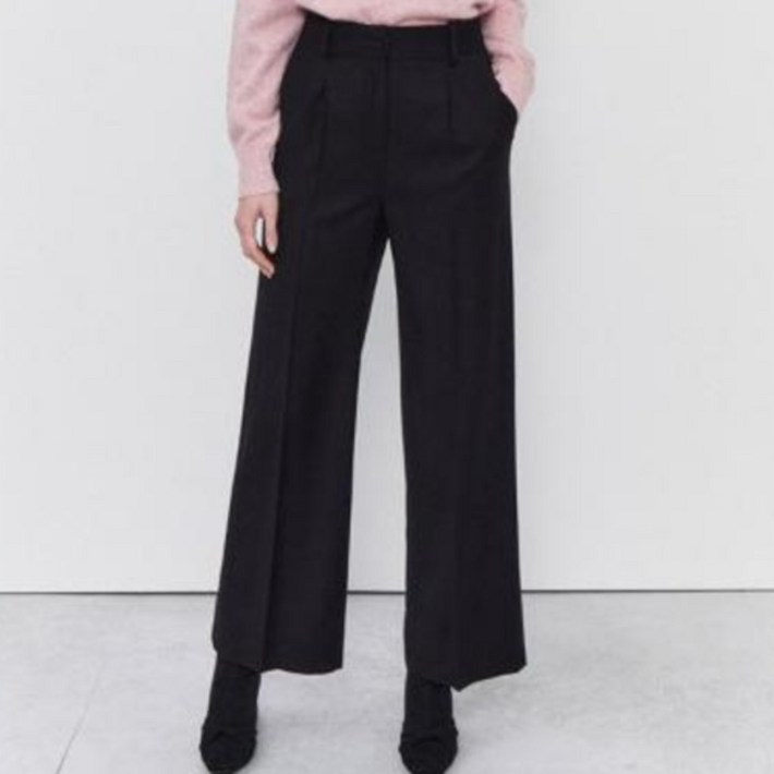 더아이잗 여성용 턱 디테일 롱 와이드 팬츠 INBA0SL12