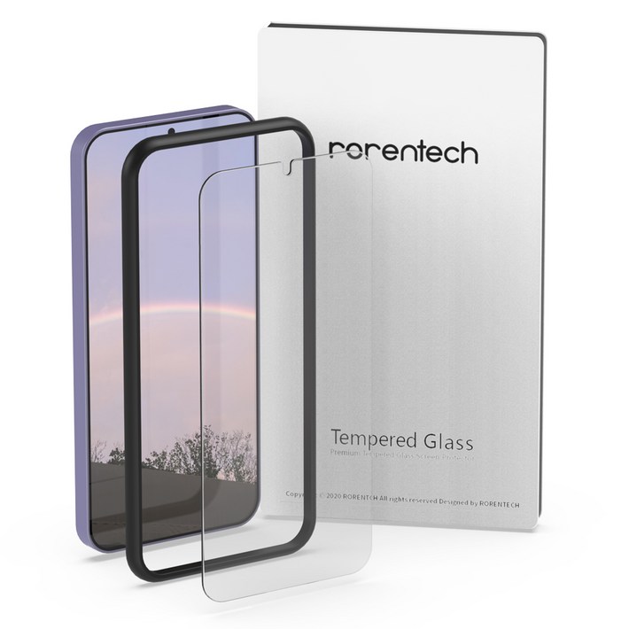 로랜텍 풀커버 지문인식 호환 강화유리 휴대폰 액정보호필름, 1세트