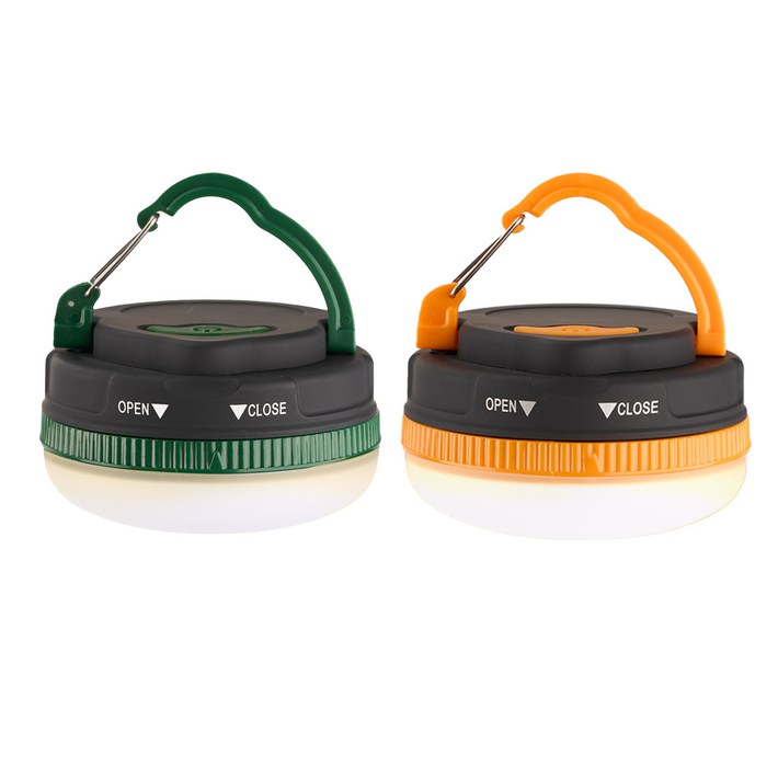 타닥 미니 방수 LED 텐트랜턴 2P, 그린  오렌지, 1세트