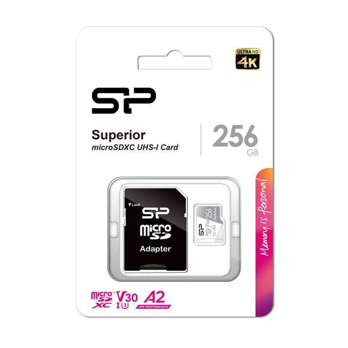 실리콘파워 micro SDXC Class10 Superior UHSI 4K U3 A2 V30, 256GB