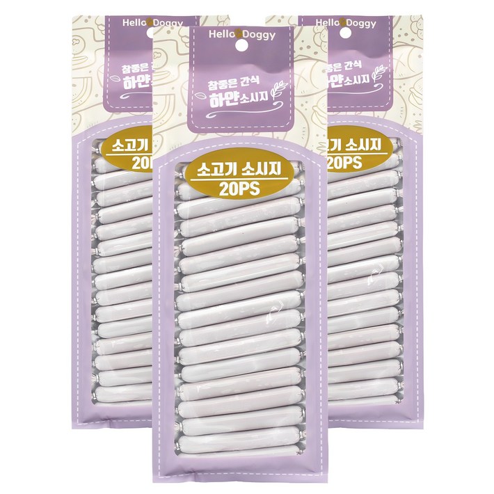참좋은간식 강아지 하얀소시지 간식, 소고기, 180g, 3개