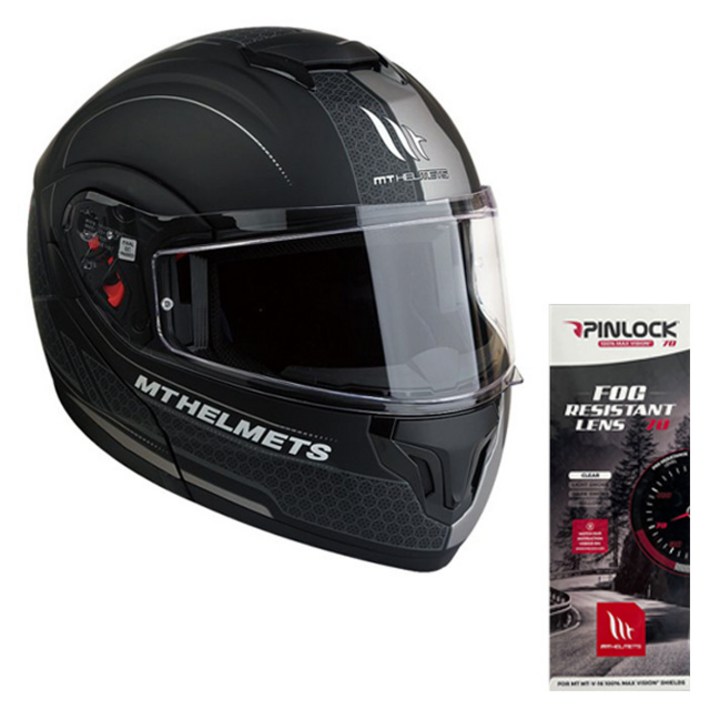 MT ATOM RACELINE 시스템 헬멧 핀락 포함, MATT BLACK  GREY