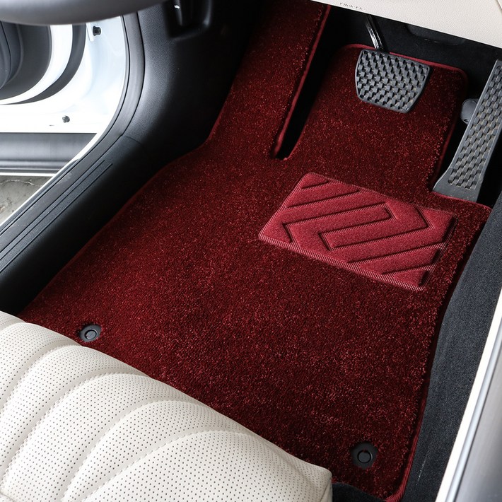 3W 에코라이너 패브릭 카매트 1  2열 세트, 현대 제네시스 올뉴G80 2023.12, 버건디레드