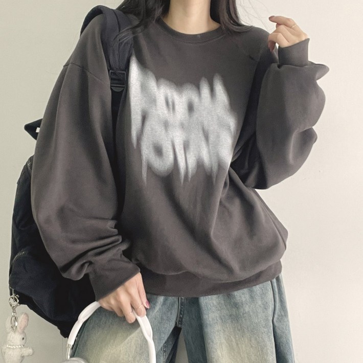 여성용 록 루즈핏 맨투맨