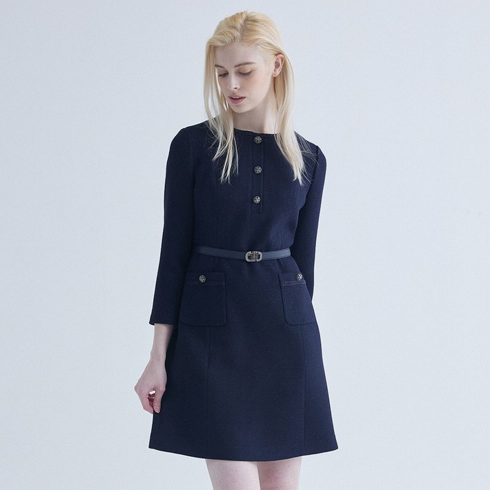 나이스클랍 여성용 트위드 버튼 원피스 N241MWO204DN