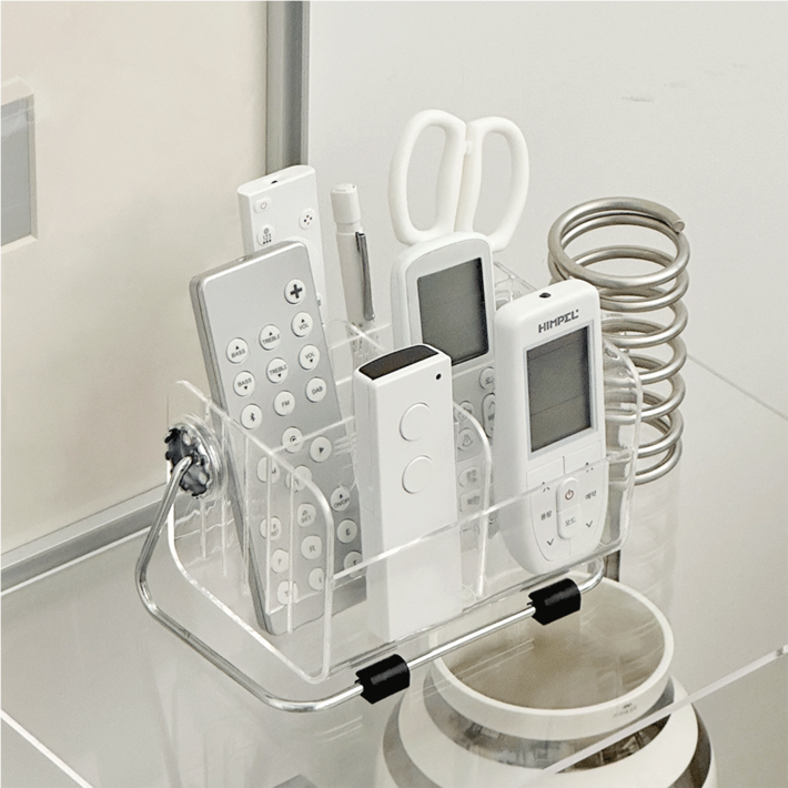 데미무드 리모컨 정리함 아크릴 칸칸이 수납함, 1개, 투명