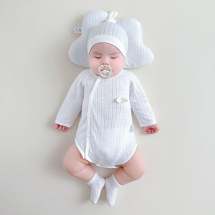 베베니즈 신생아용 날개패치 순면 긴팔 바디수트