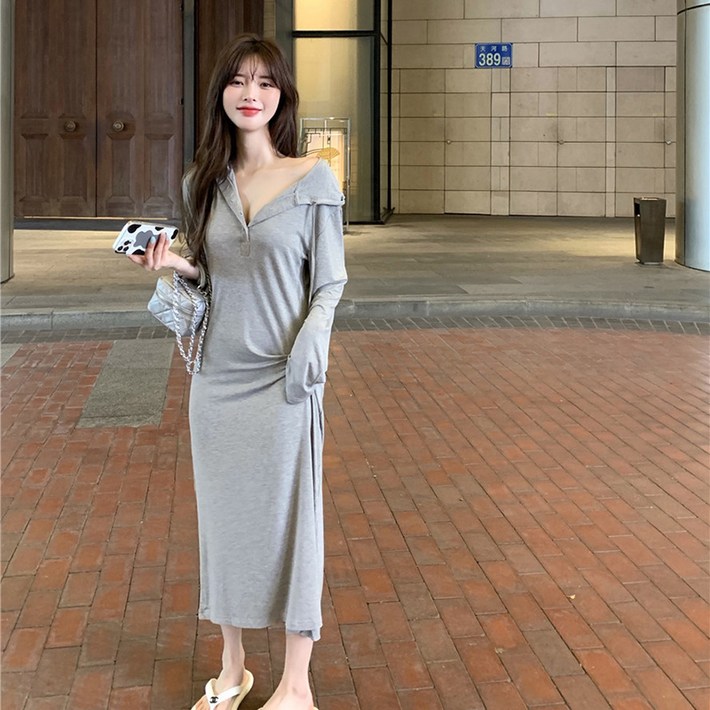 피어니스트 후드넥 긴팔 쭈리 롱원피스 피어니스트 후드넥 긴팔 쭈리 롱원피스