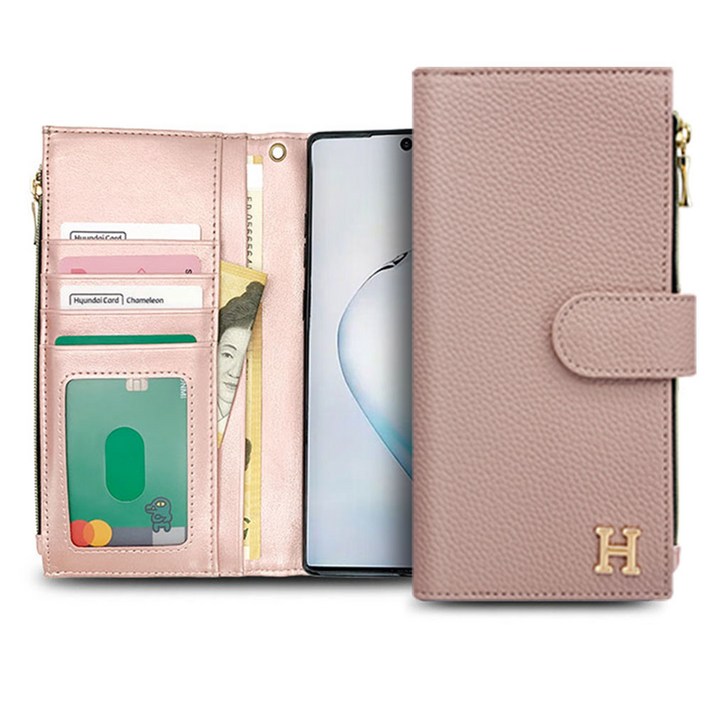 우리미라클 로마 지퍼 다이어리 휴대폰 케이스  핸드 스트랩