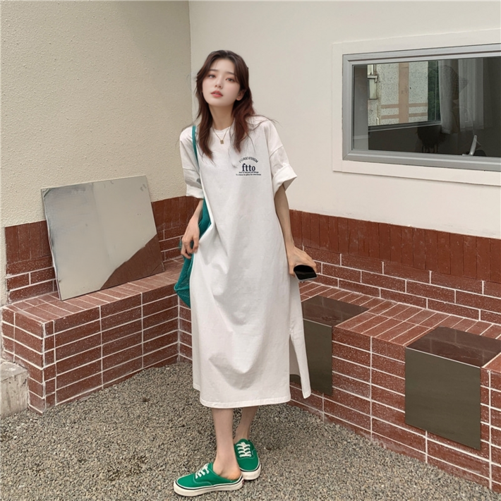 마켓피아 여성용 반팔 루즈 박스핏 캐주얼 롱원피스 마켓피아 여성용 반팔 루즈 박스핏 캐주얼 롱원피스