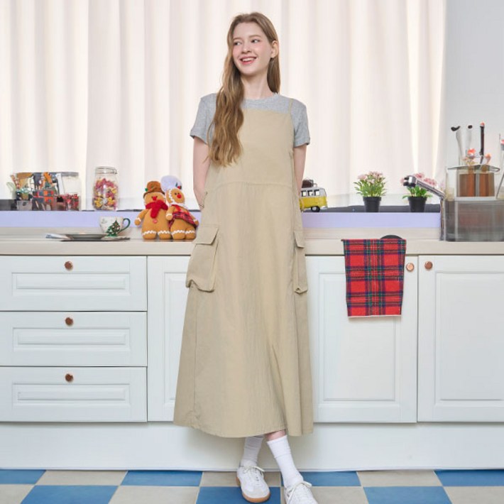 포에버21 여성용 끈나시 포켓 롱 원피스