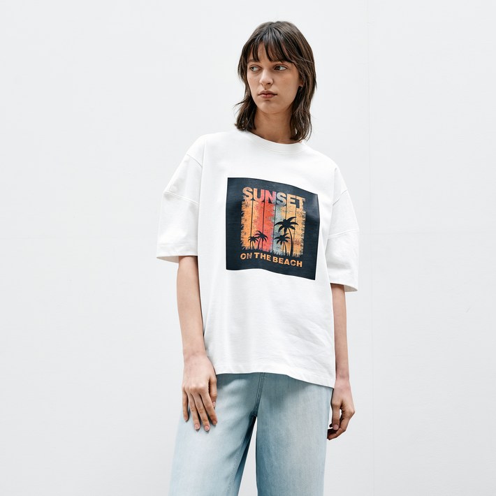 쥬시쥬디티셔츠 쥬시쥬디 여성용 J선셋원포인트 프린트 티셔츠 ON JWTS327F