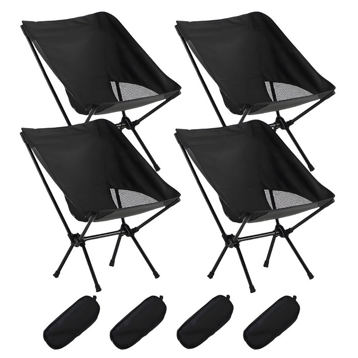 캠핑의자 작은 부피 초경량 캠핑의자  수납가방, 4개, 블랙